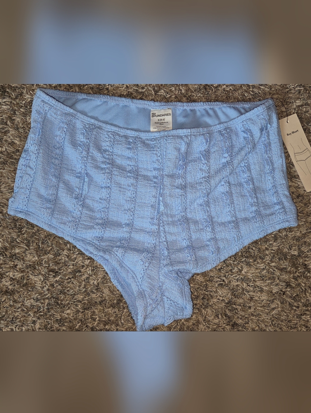 No Boundaries Light Blue Knit Boyshort Swim Bottoms